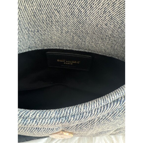 Saint Laurent Loulou Small Puffer Denim Pouch Clutch - Picture 4 of 10